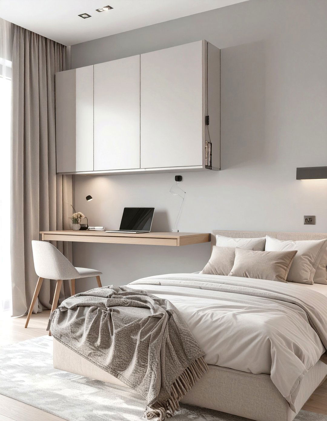 The Wall Mounted Fold Down Desk - 30 guest room office ideas