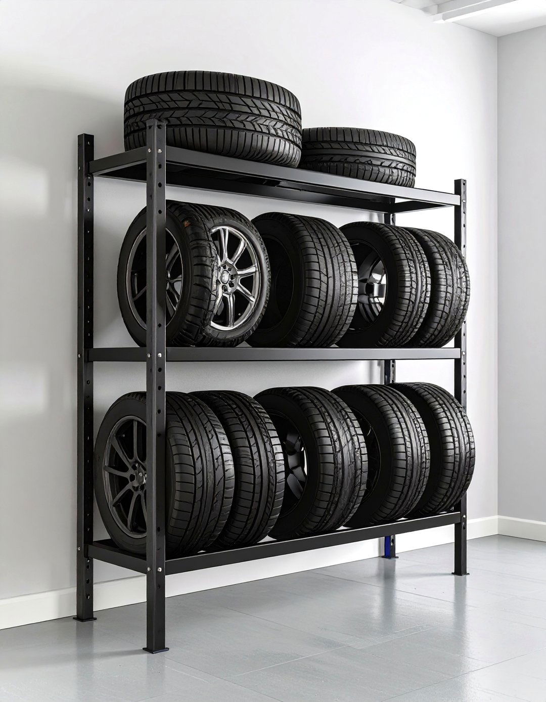 The Wall Mounted Folding Tire Rack - 30 garage storage ideas diy