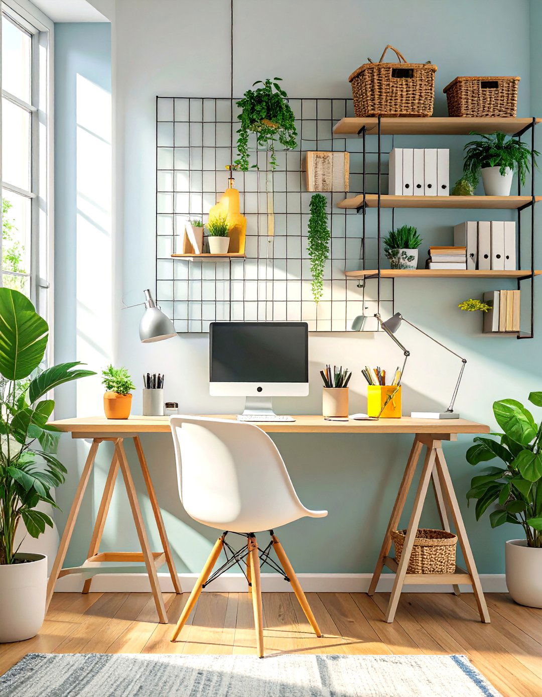 The Wall Mounted Grid Organizer - 30 office desk organization ideas
