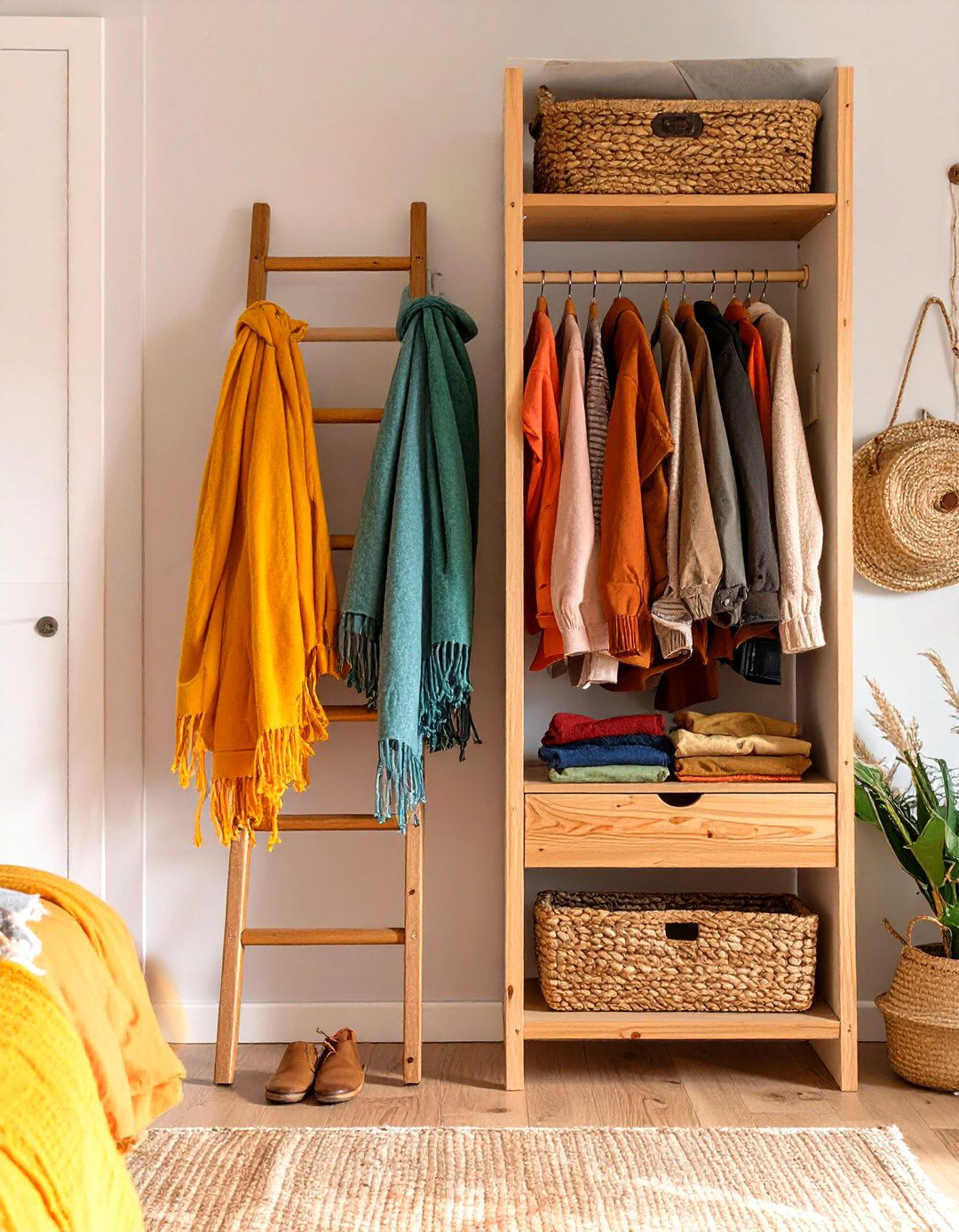 The Wall Mounted Ladder Wardrobe - 30 closet ideas for small spaces