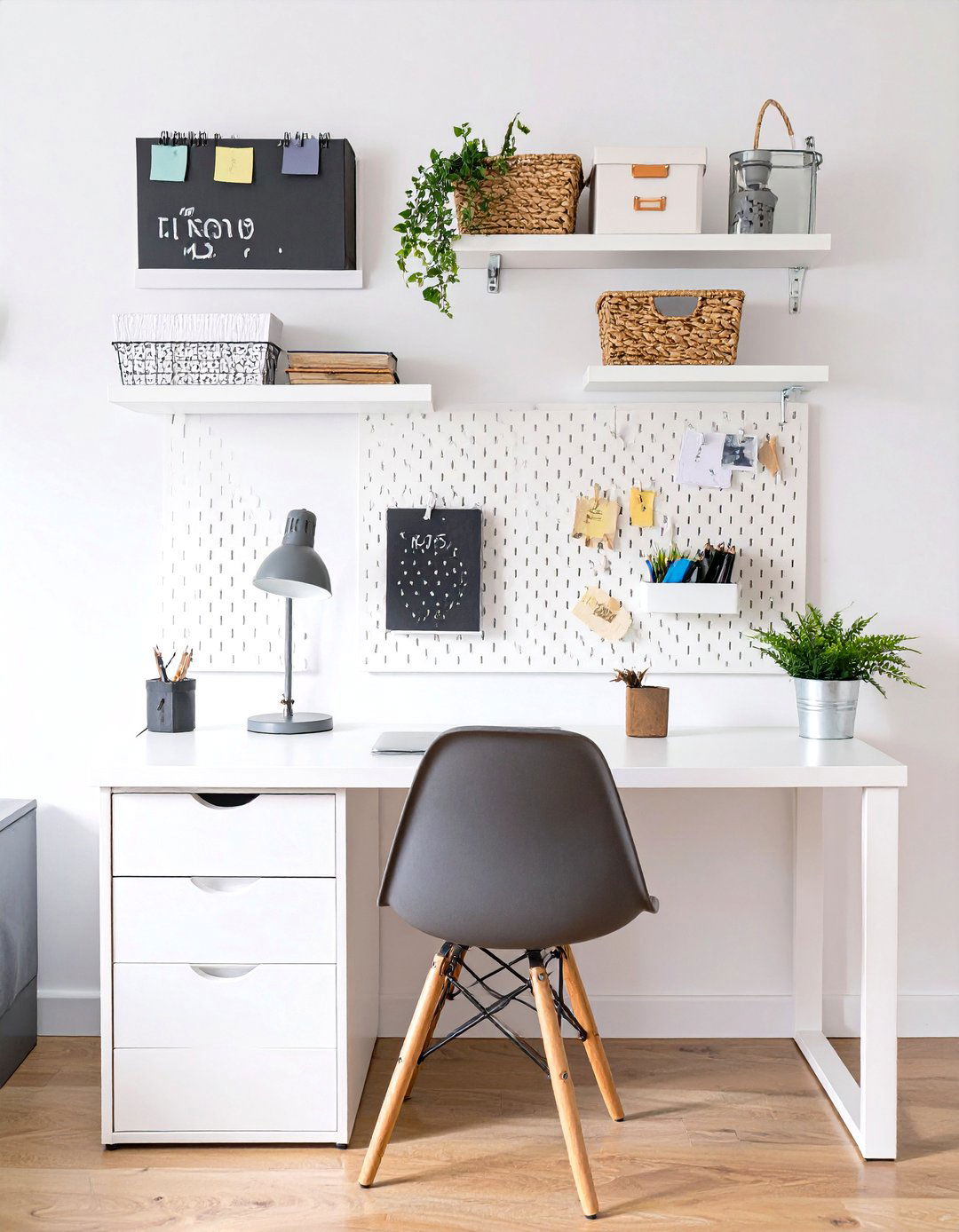 The Wall Mounted Pegboard System Home Office - 30 home office organization ideas
