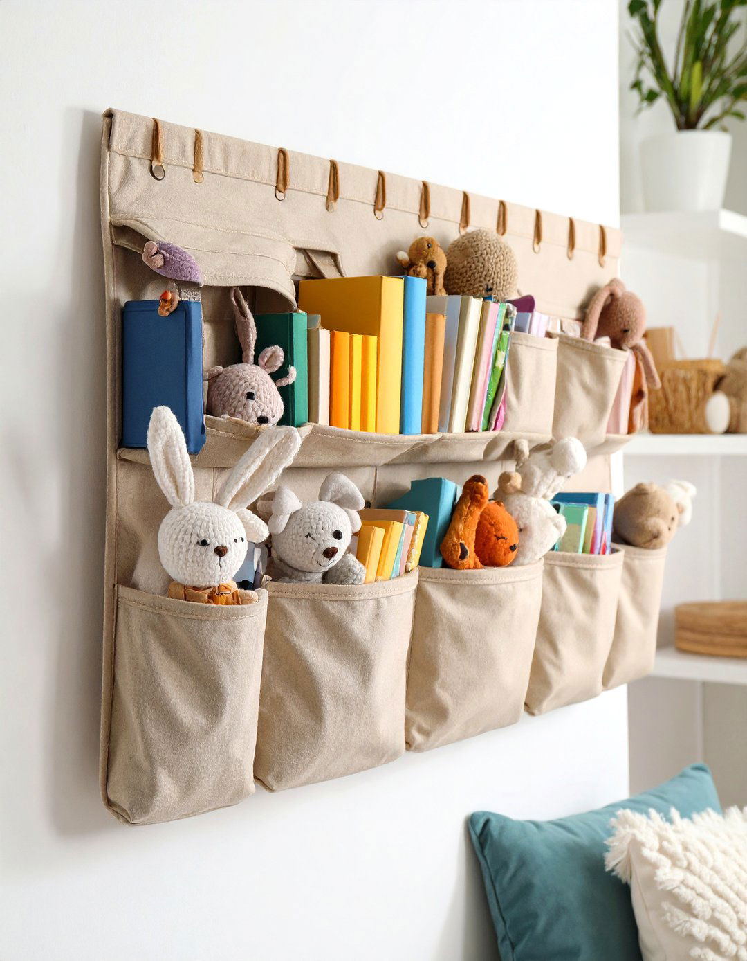 The Wall Mounted Pockets - 30 living room toy storage ideas