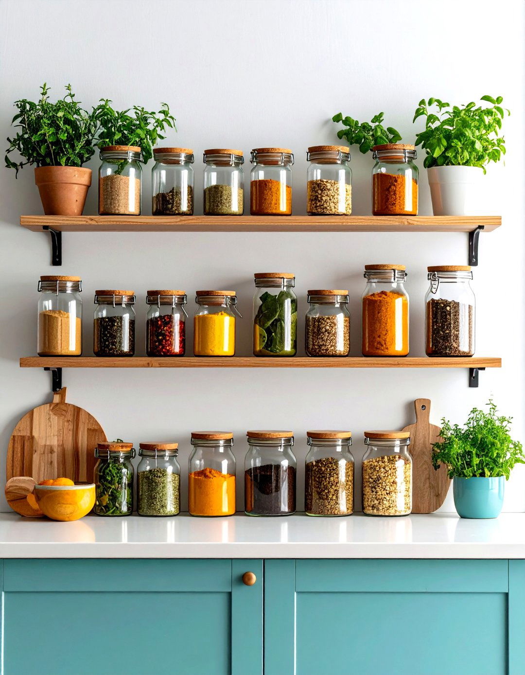 The Wall Mounted Spice Rack Display - 30 kitchen organizing ideas