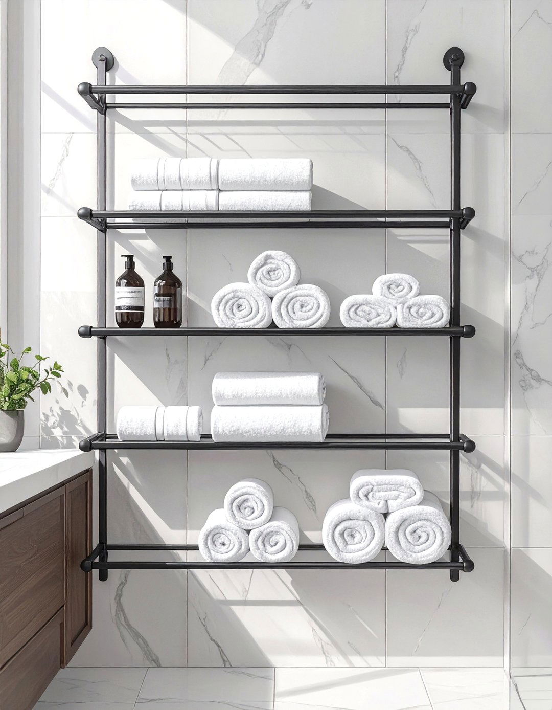 The Wall Mounted Wine Rack Style - 30 bathroom towel ideas