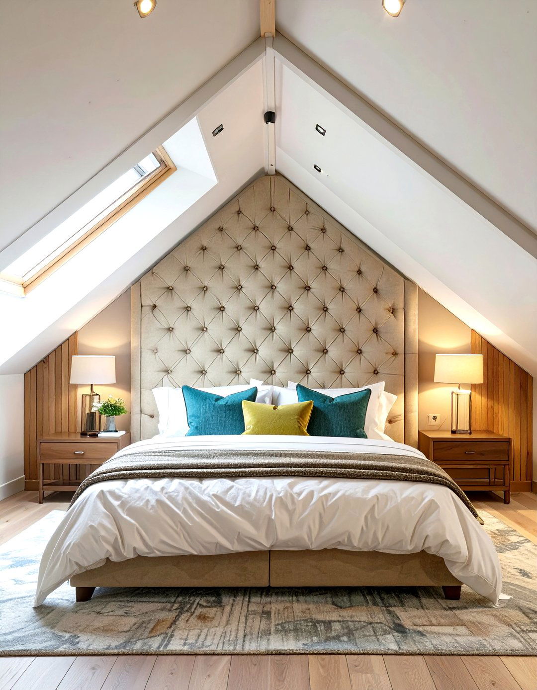 The Wall to Wall Headboard Bedroom - 30 low sloped ceiling bedroom ideas