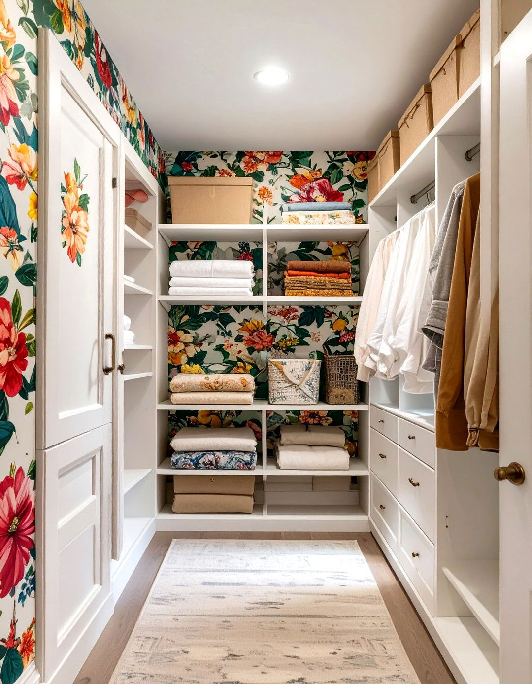 The Wallpapered Accent Hallway Linen Closet - 30 hallway linen closet ideas