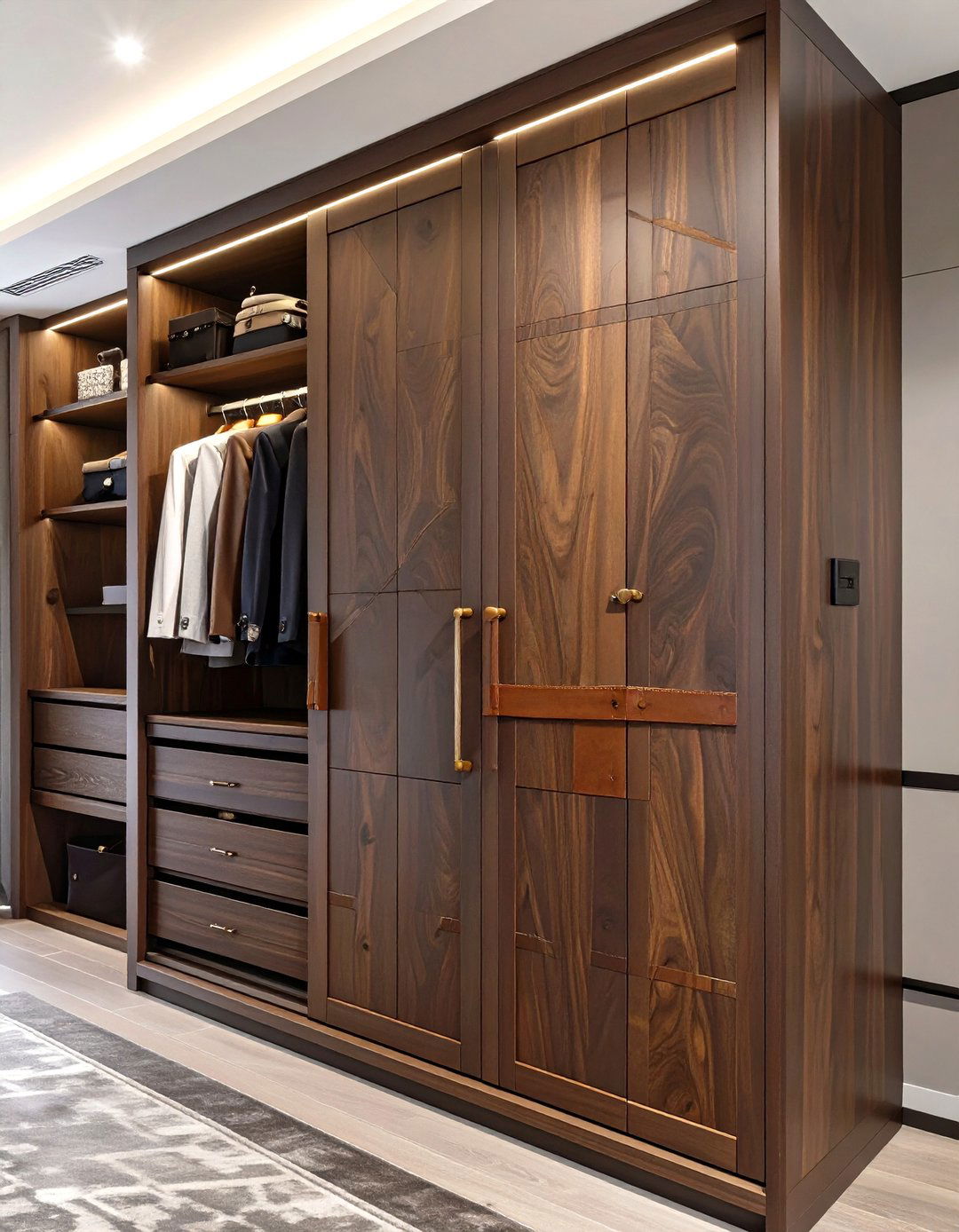The Wardrobe with Leather Accents - 30 built in wardrobe ideas