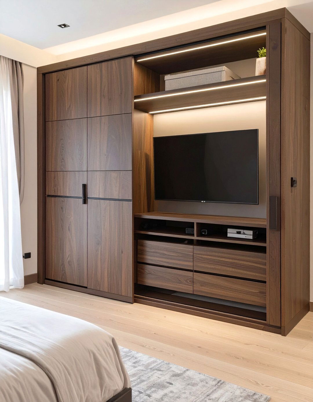 The Wardrobe with a Hidden TV Compartment - 30 bedroom wardrobe design ideas