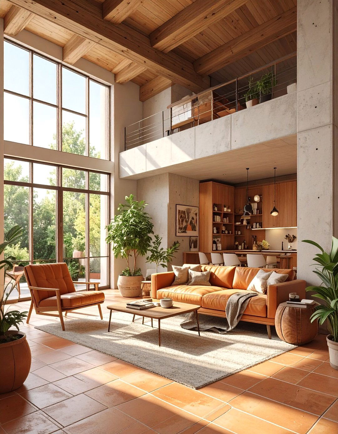 The Warm Brutalism with Terracotta and Wood - 30 brutalist interior design ideas