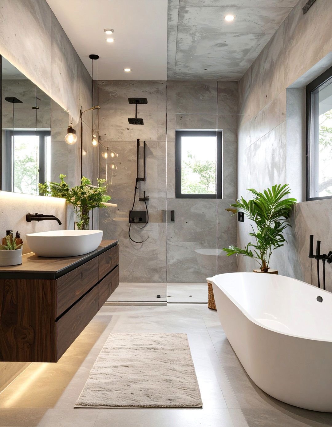 The Warm Concrete Gray Bathroom - 30 bathroom color ideas 2025