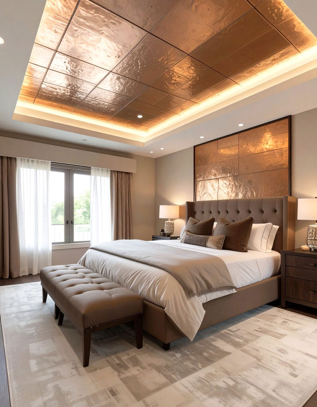 The Warm Copper Tile Bedroom Ceiling - 30 master bedroom tray ceiling ideas