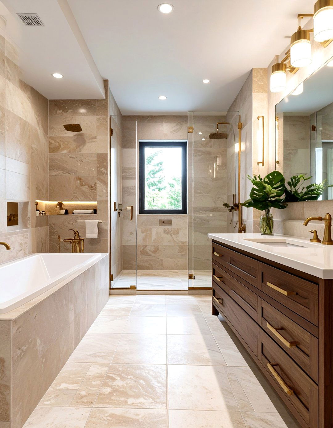 The Warm Neutral Bathroom with Beige Tiles - 30 bathroom tile inspiration