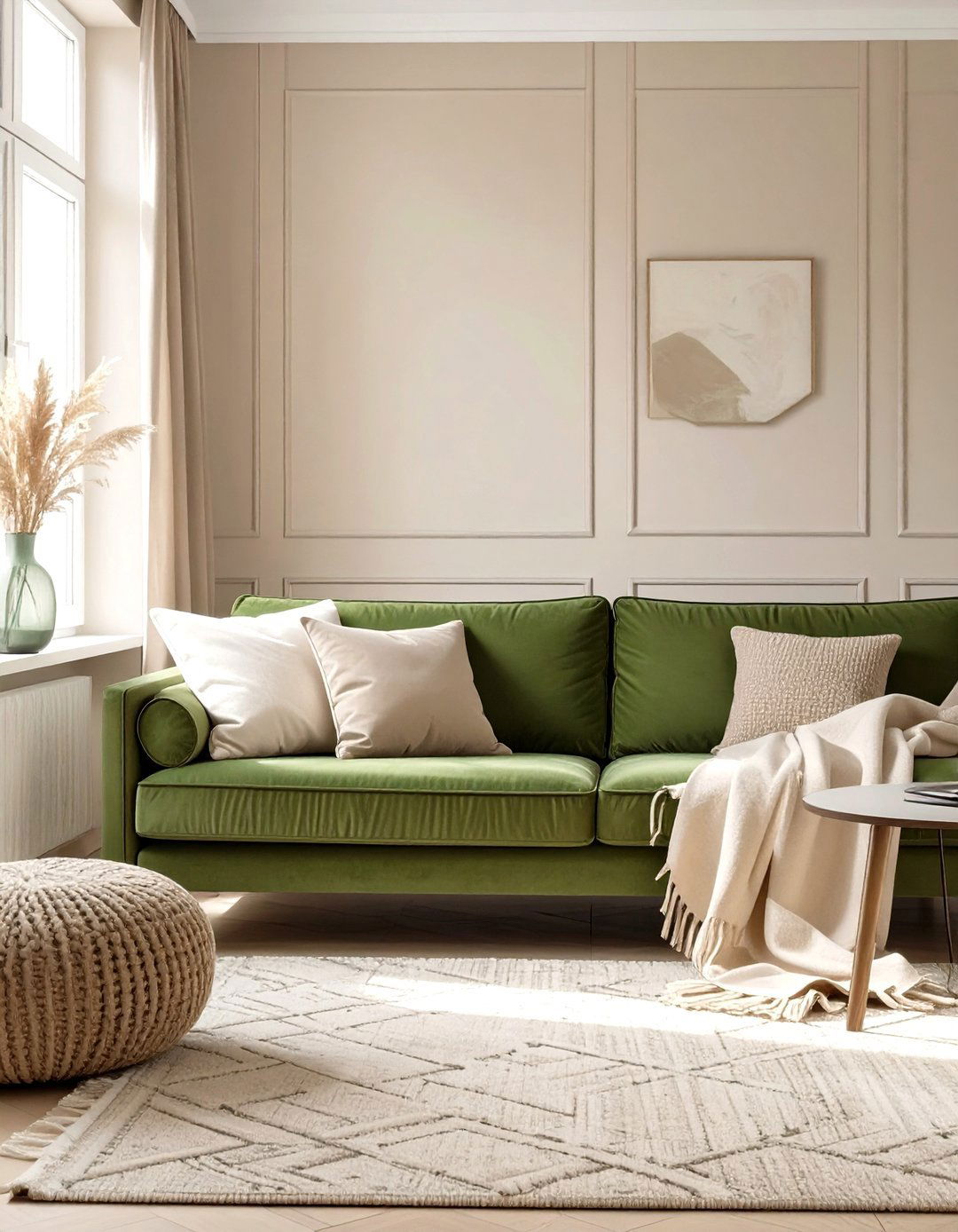 The Warm Neutral Living Room - 30 olive green sofa living room ideas