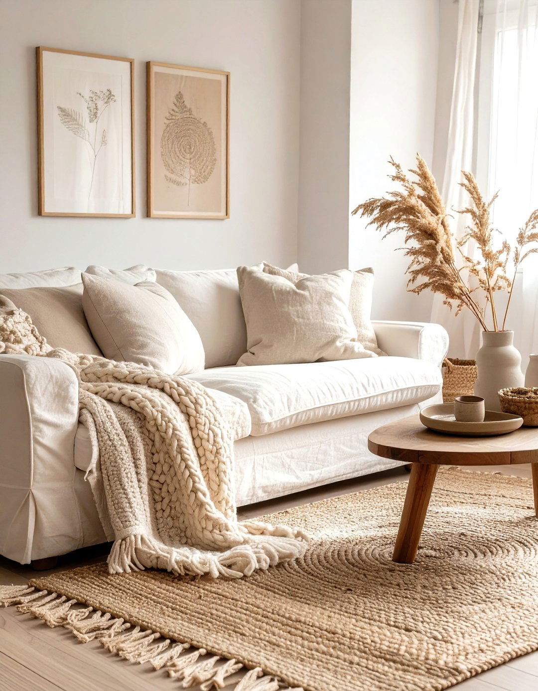The Warm Neutrals and Texture Living Room - 30 cute cozy apartment living room decorating ideas