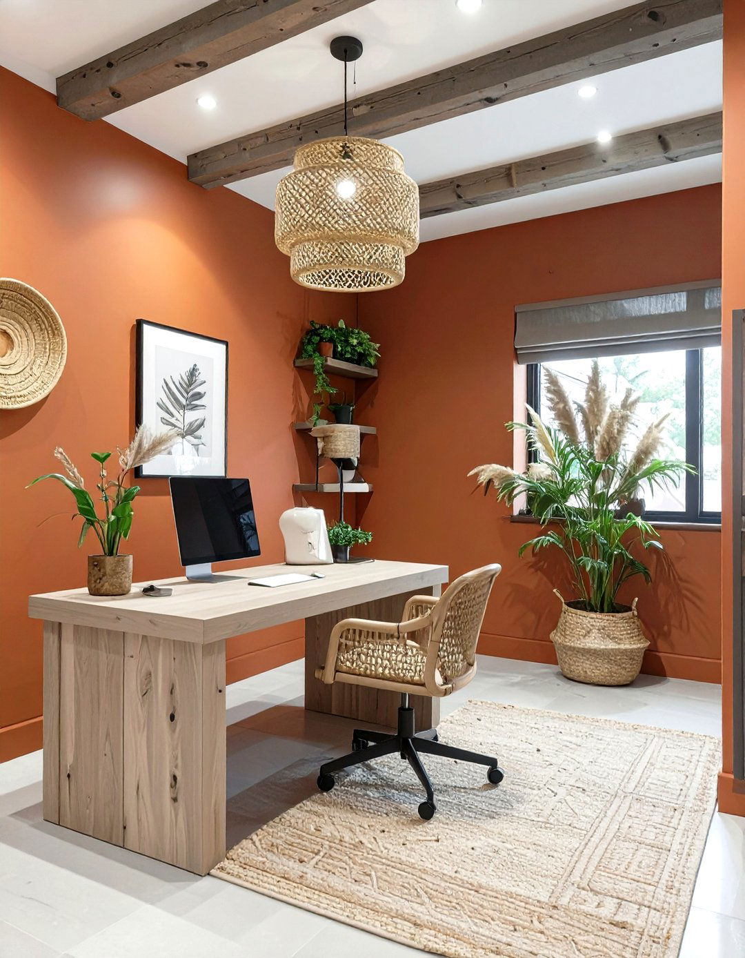 The Warm Terracotta Basement Office - 30 basement office ideas no windows