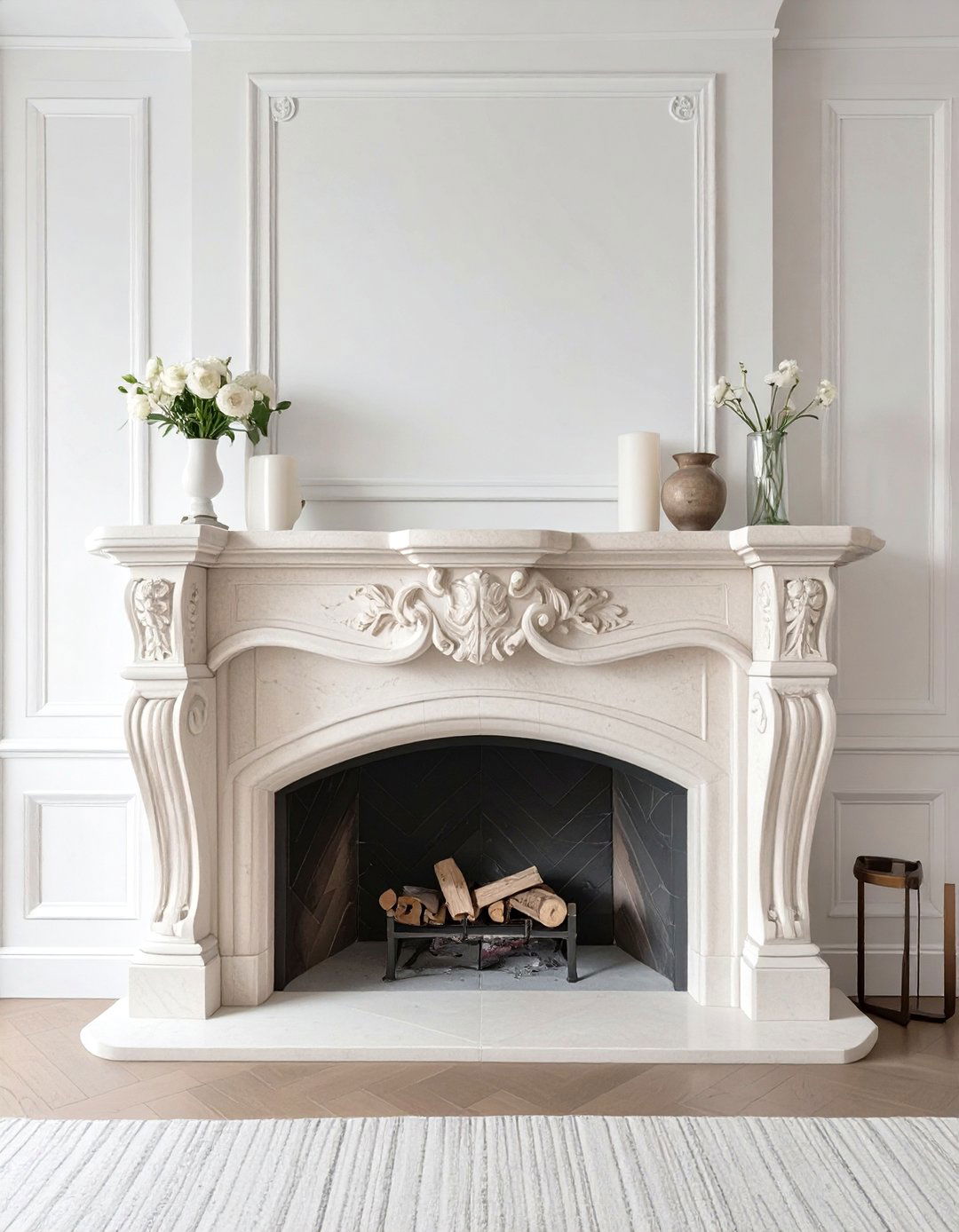 The Warmth of a Stone Fireplace Mantel - 30 old money interior design ideas