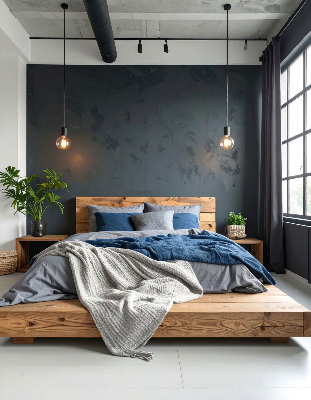 The Washed Black Denim Bedroom - 30 cozy moody bedroom ideas