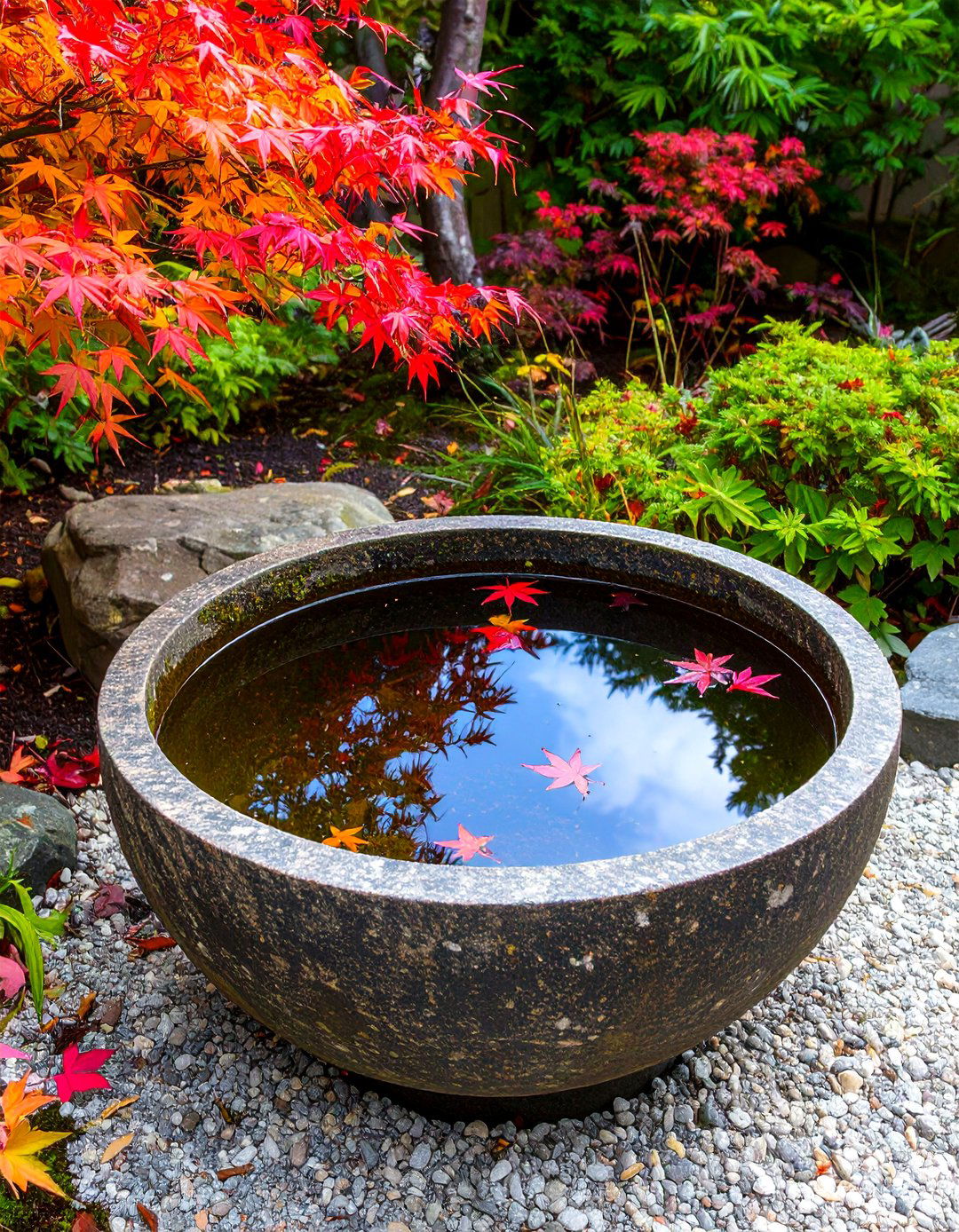 The Water Bowl Reflection Garden - 30 garden art ideas