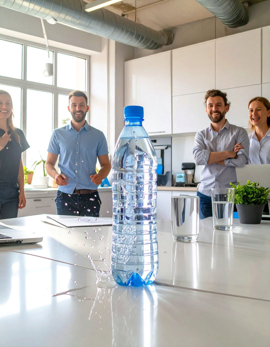 The Water Cooler Bottle Flip - 30 office olympics ideas