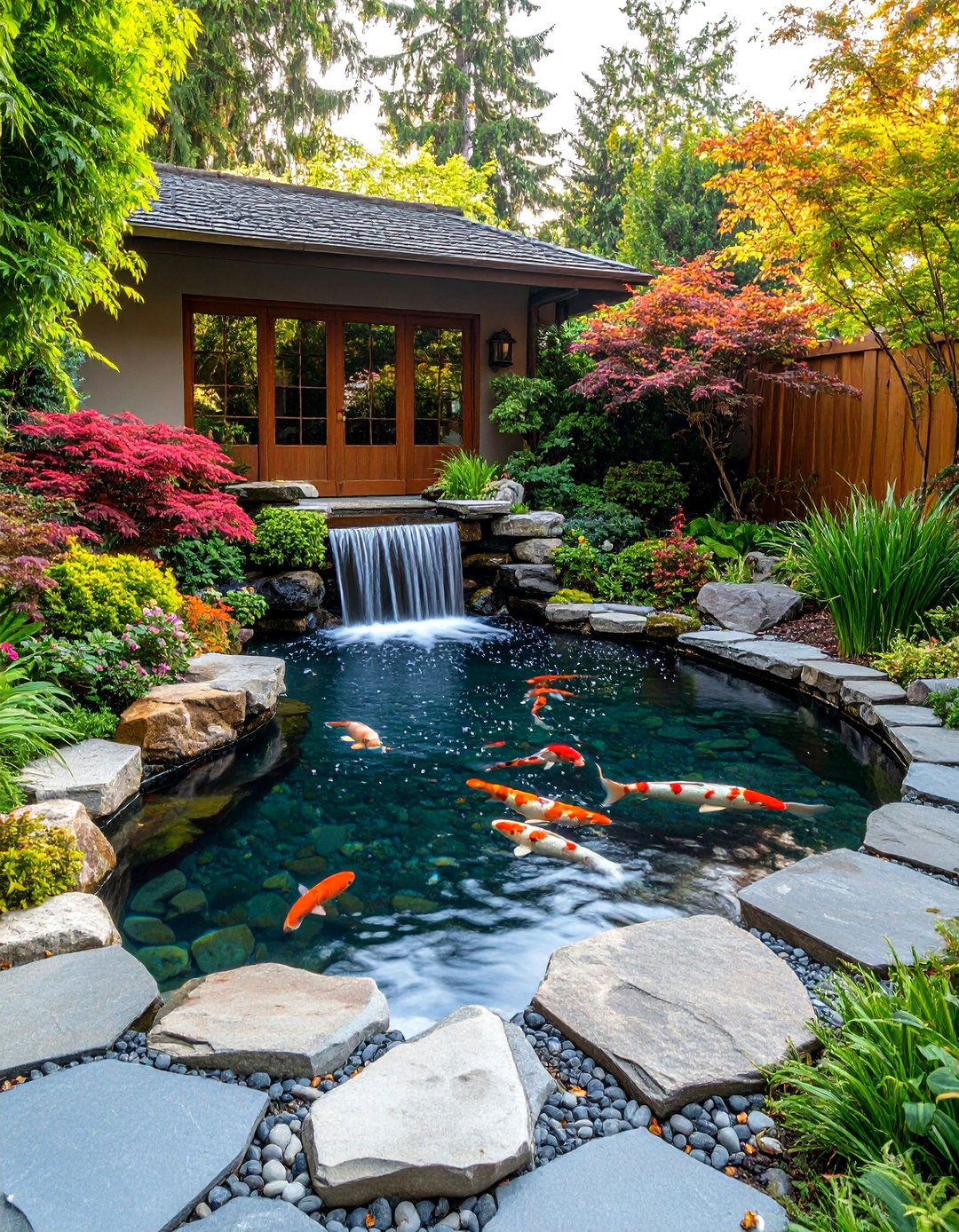 The Water Feature Focused Patio - 30 flagstone patio ideas