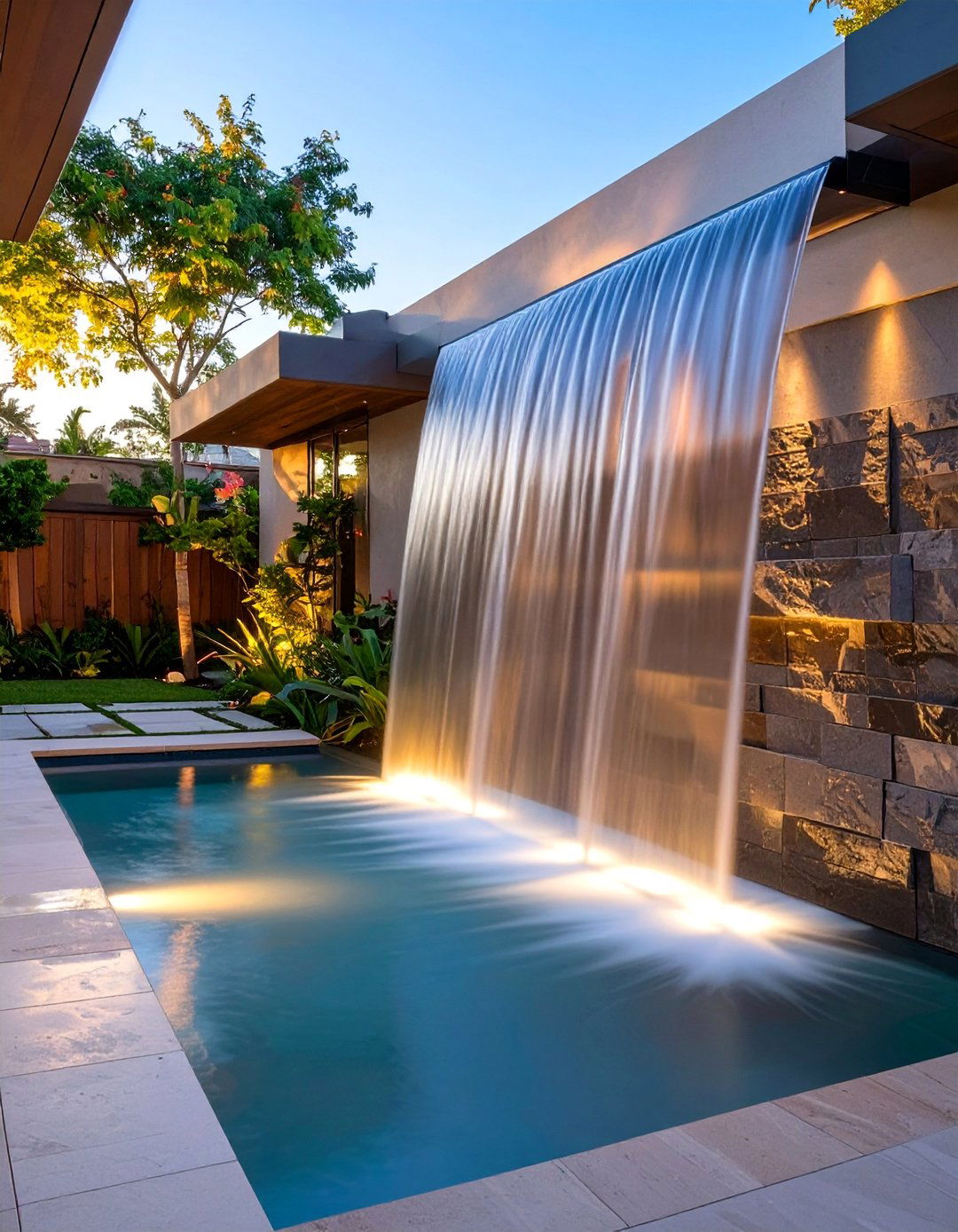The Water Feature Wall - 30 backyard wall ideas
