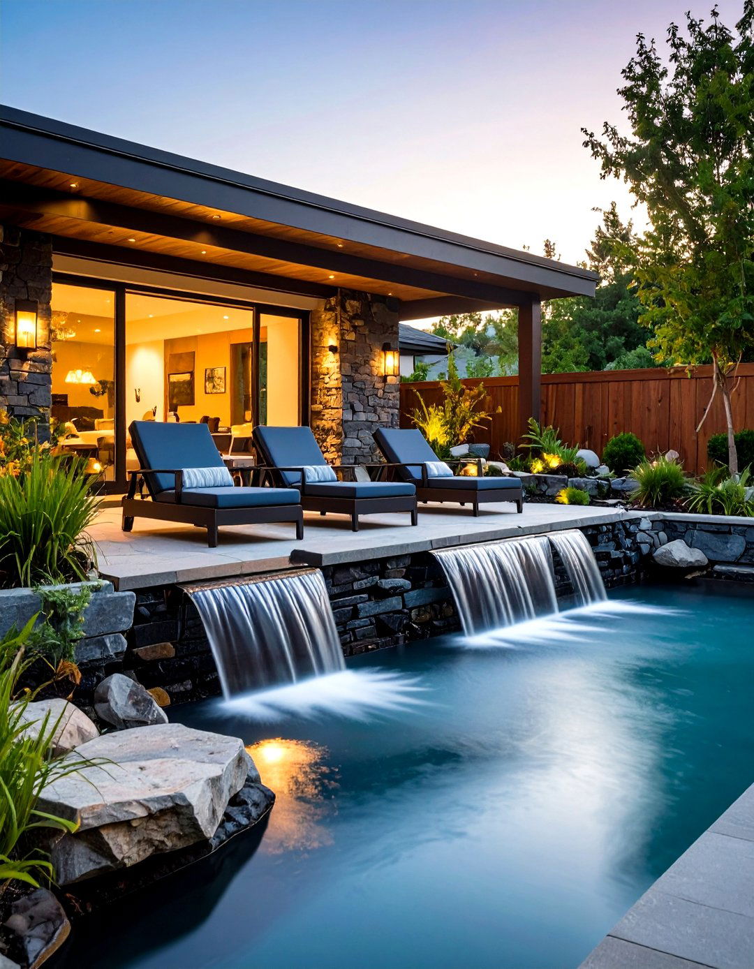 The Water Wall Feature - 30 deck privacy ideas