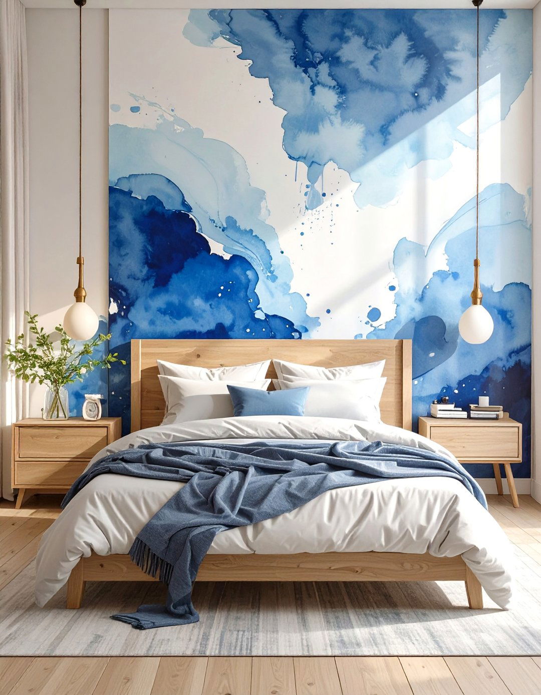 The Watercolor Inspired Bedroom - 30 blue and white bedroom ideas