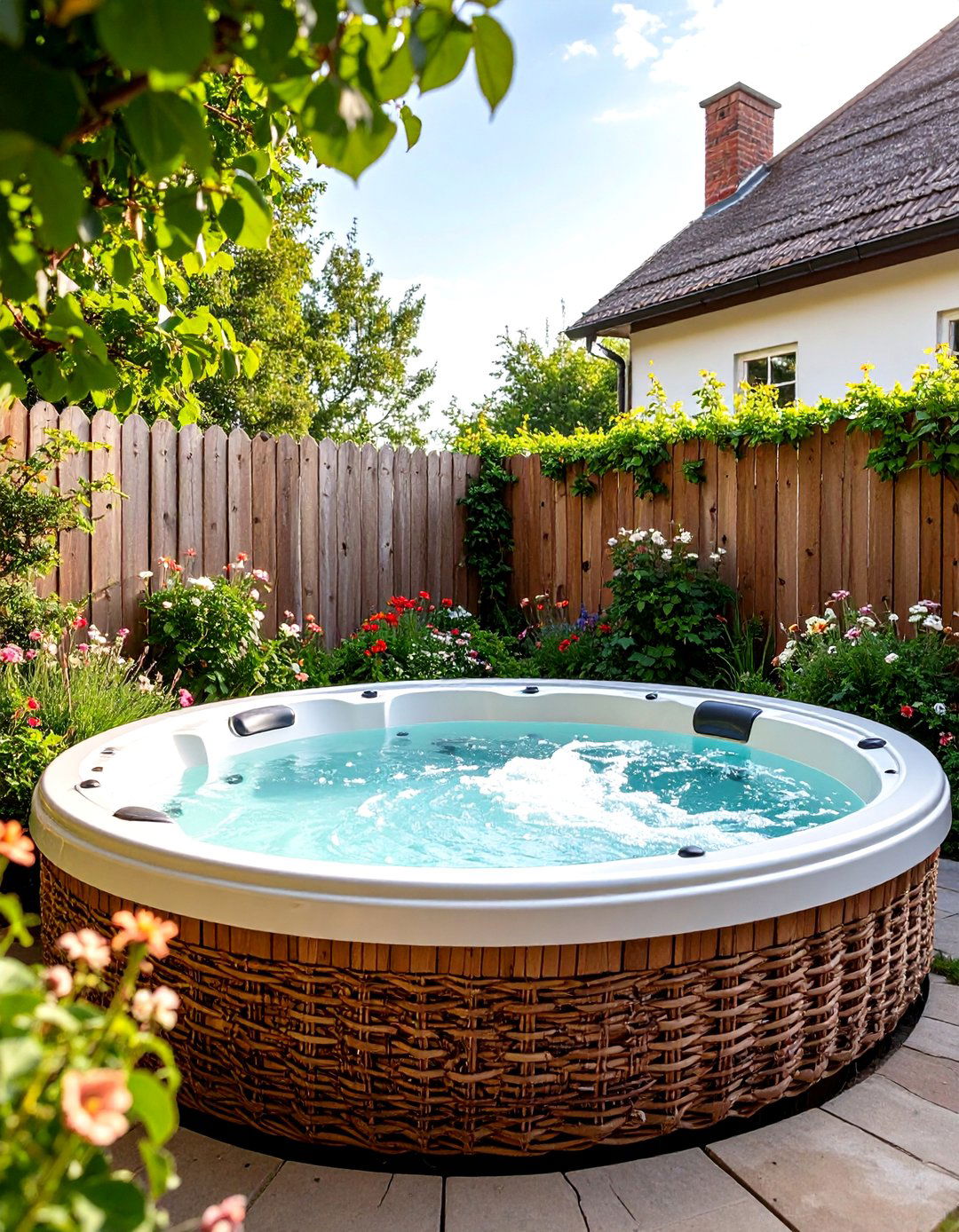 The Wattle Fence Enclosure - 30 backyard hot tub privacy ideas