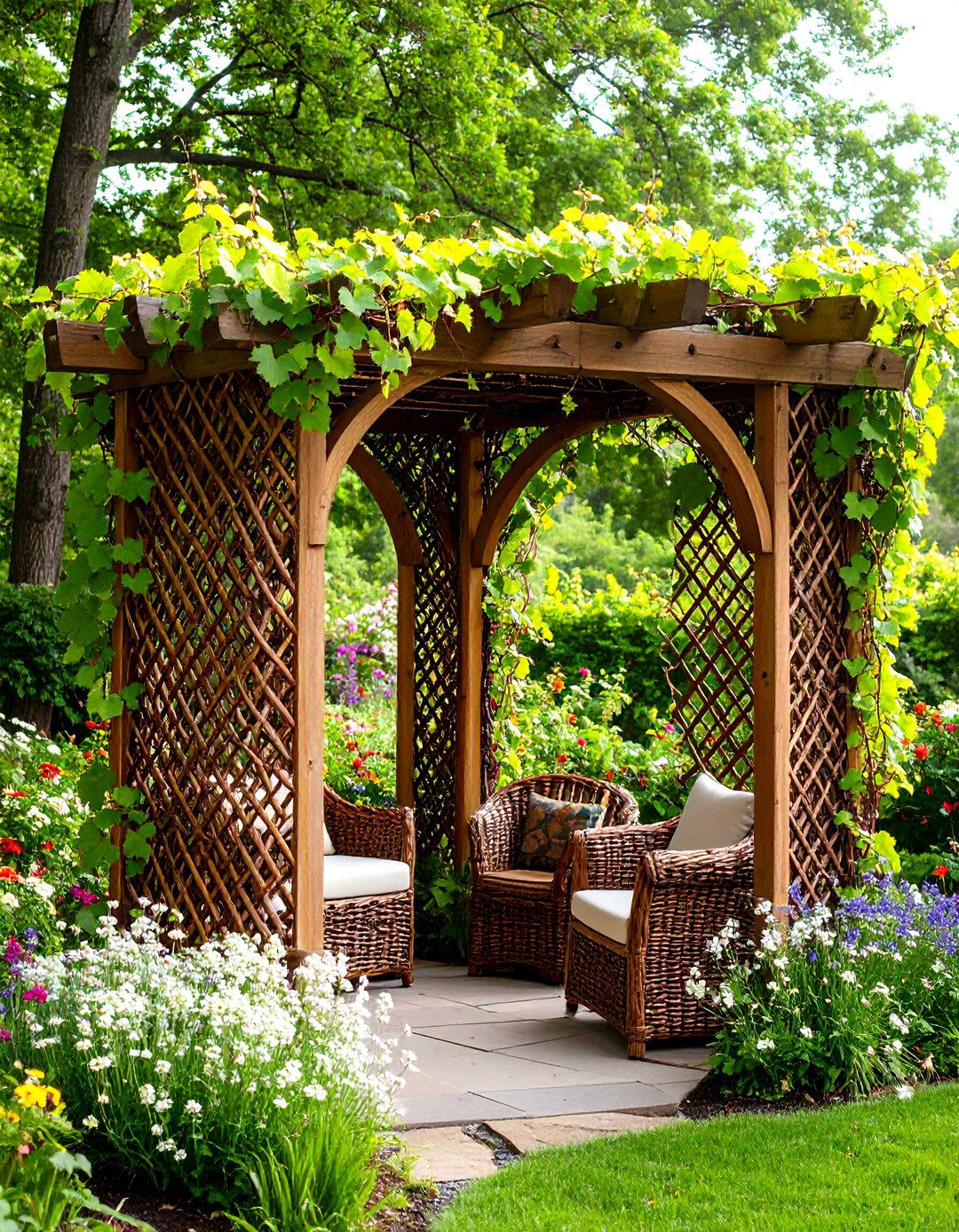 The Wattle Trellis Woven Design - 30 easy backyard grape vine trellis designs