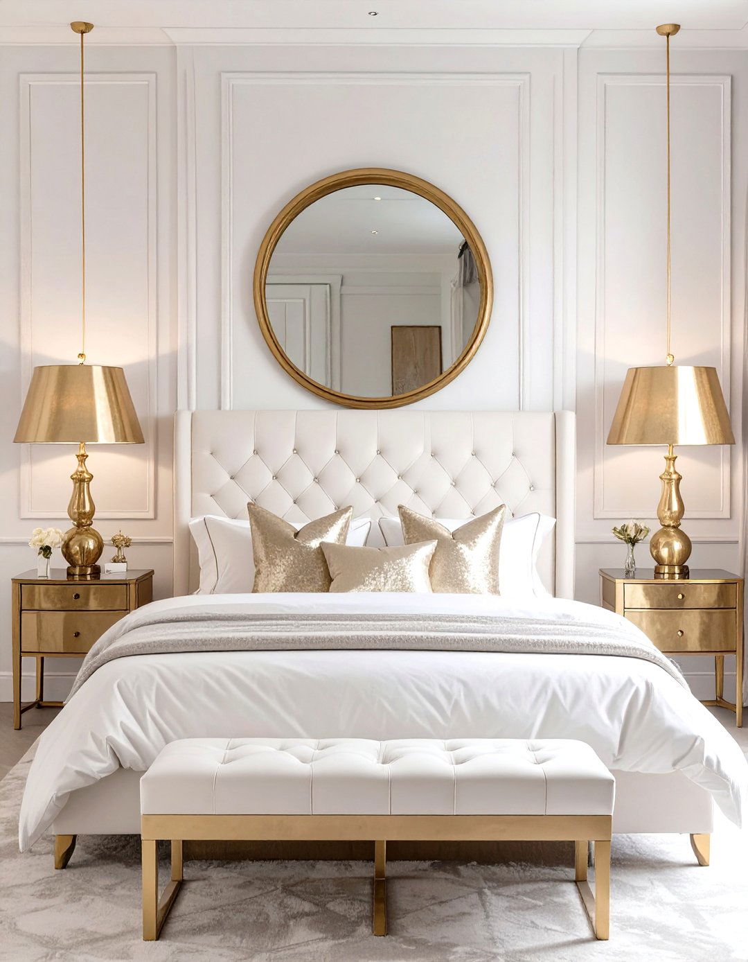 The White Bedroom with Metallic Accents - 30 modern white bedroom ideas