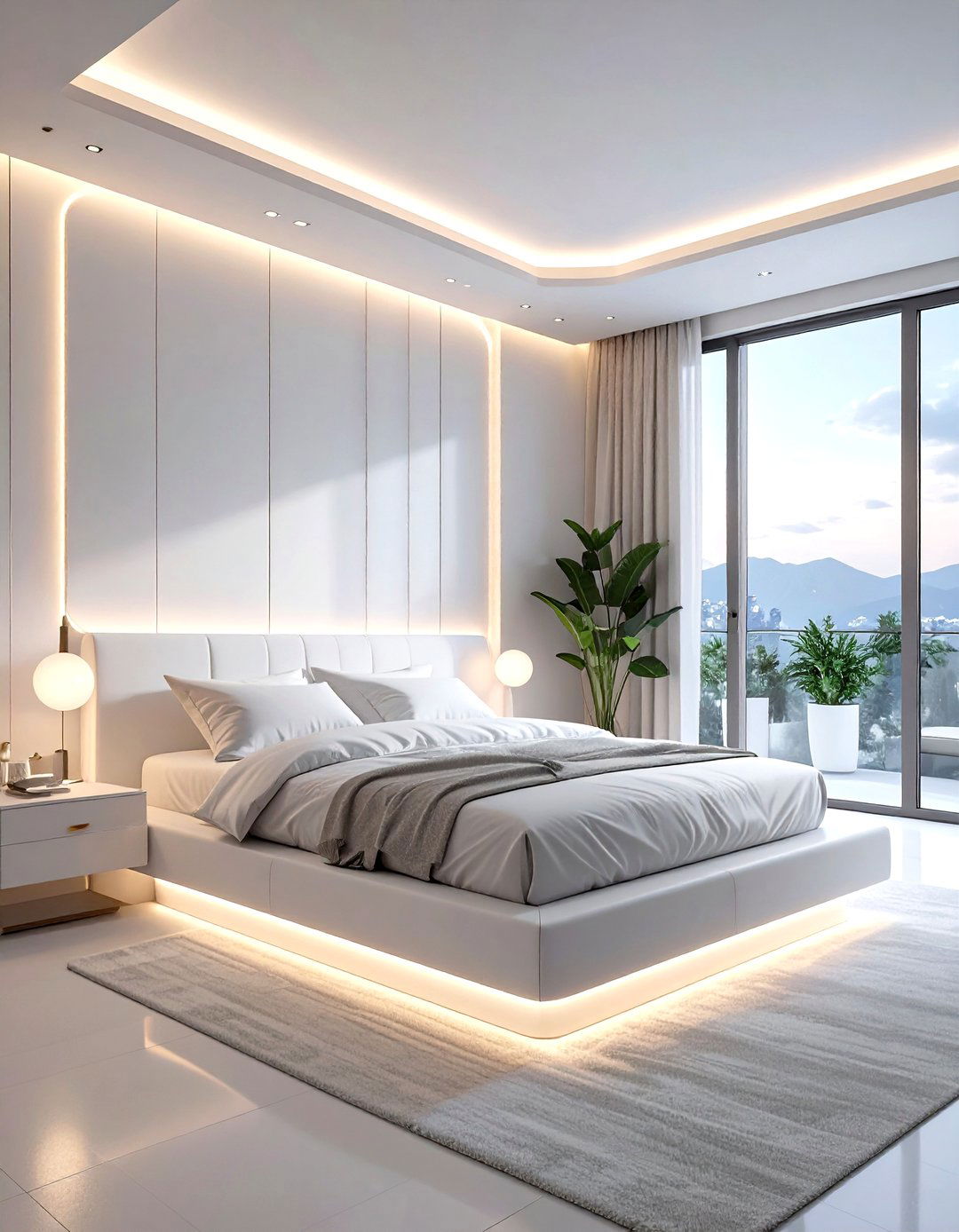 The White Bedroom with a Floating Bed - 30 modern white bedroom ideas