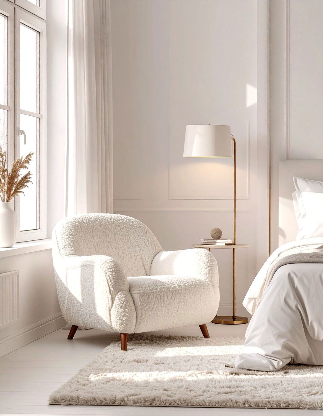 The White Bedroom with a Reading Corner - 30 modern white bedroom ideas