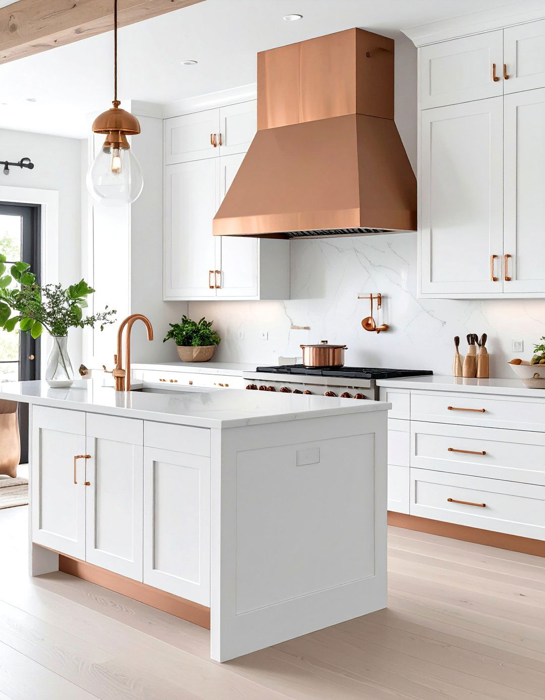 The White Kitchen with Warm Metal Accents - 30 all white kitchen ideas