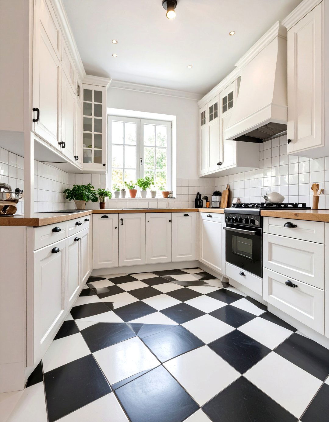 The White Kitchen with a Checkered Floor - 30 all white kitchen ideas