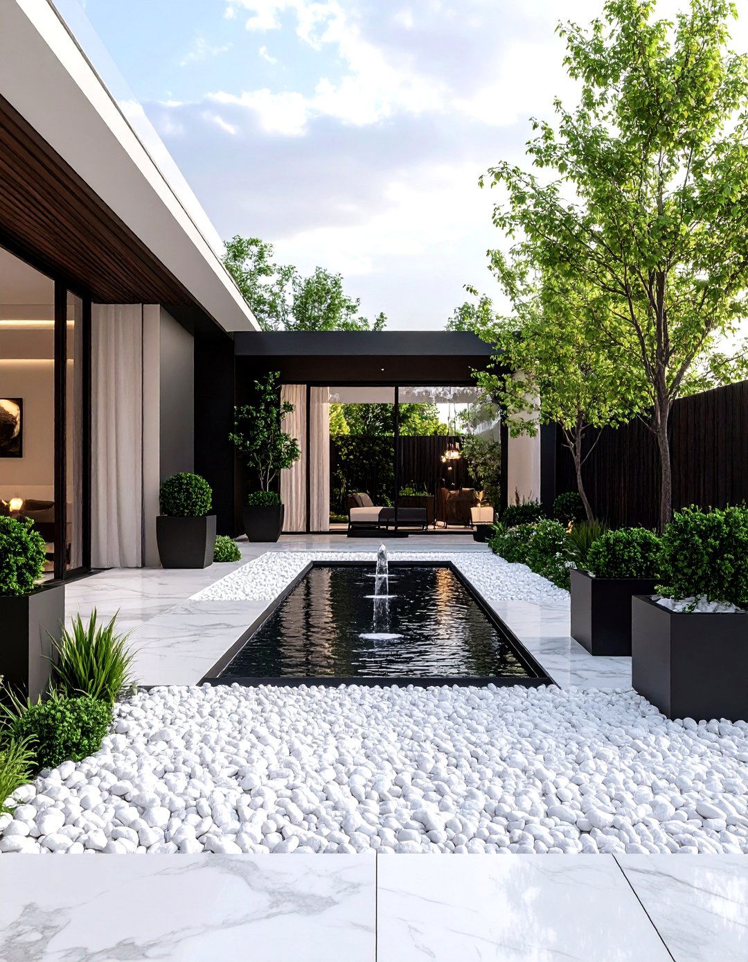 The White Marble Chip Courtyard - 30 garden ideas with rocks