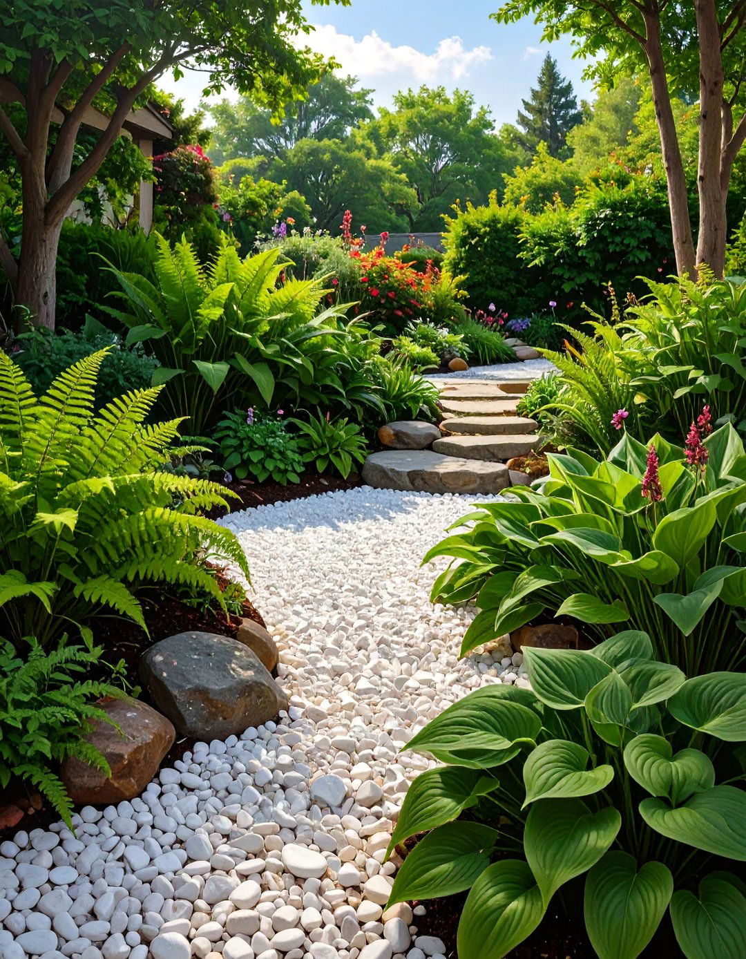 The White Quartz and Greenery Garden - 30 modern rock garden ideas