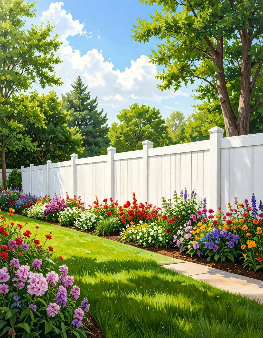 The White Vinyl Privacy Fence - 30 backyard privacy fence ideas