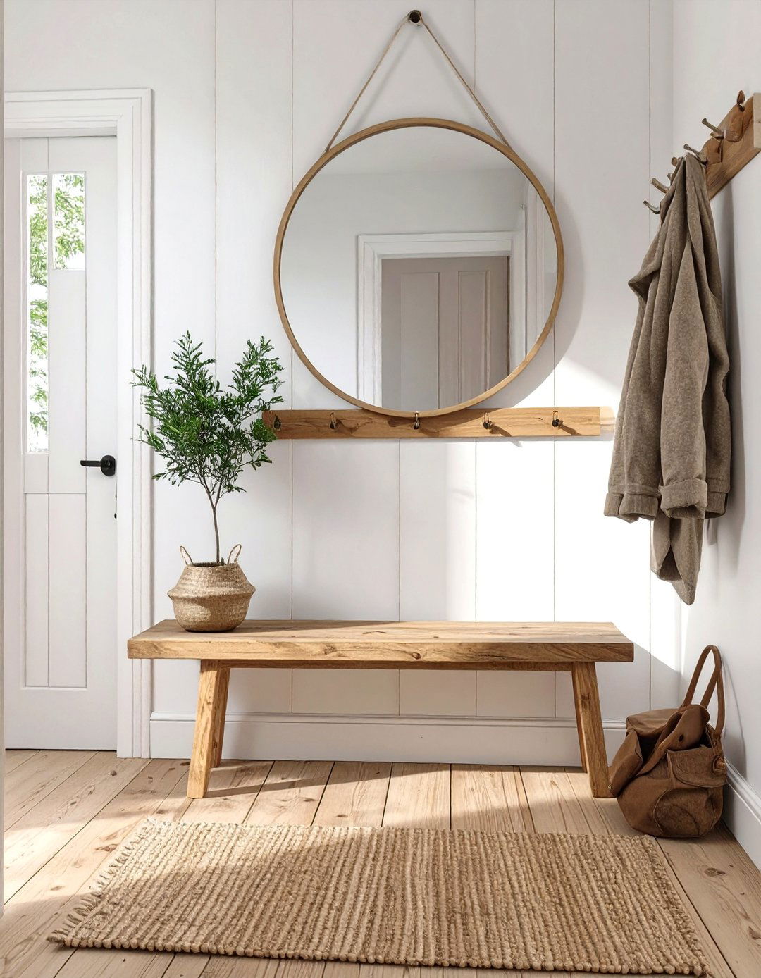 The White Washed Entryway with Natural Wood - 30 danish interior design ideas