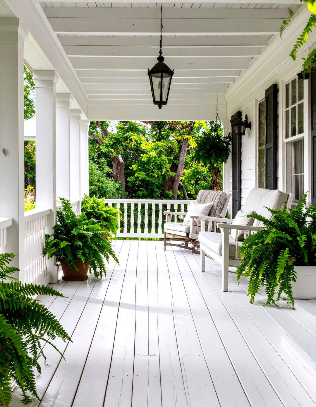 The White Washed and Serene Porch - 30 country farmhouse porch ideas
