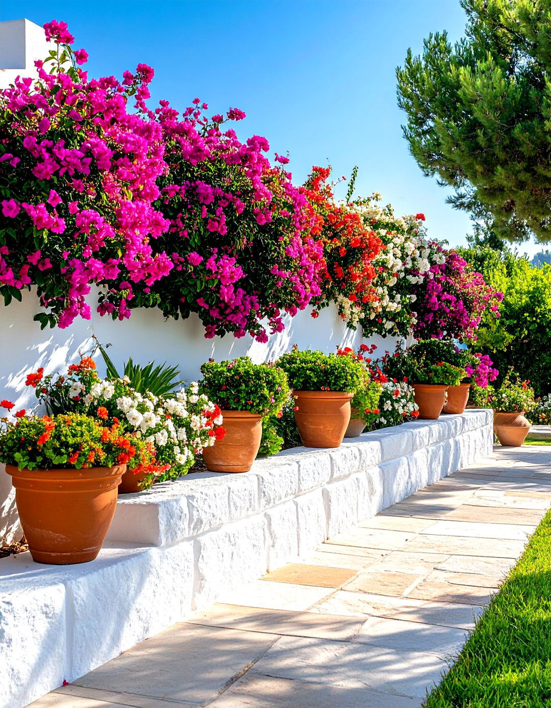 The Whitewashed Cinder Block Garden Wall - 30 garden retaining wall ideas