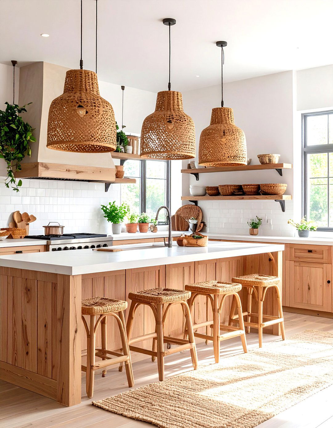 The Wicker and Weave Kitchen - 30 earthy boho kitchen ideas