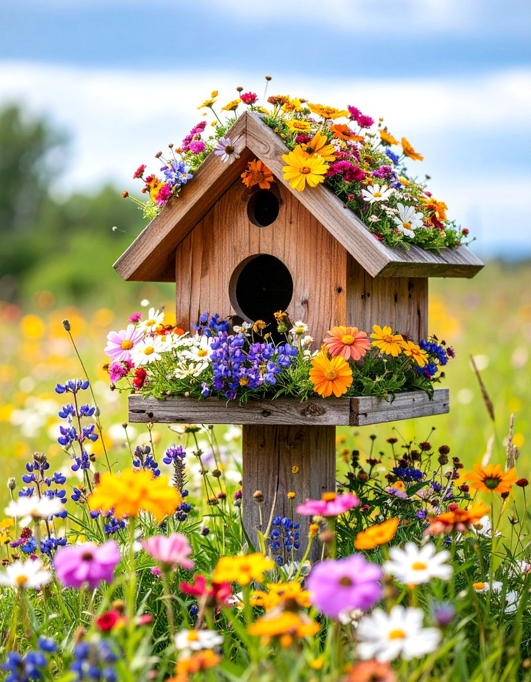 The Wildflower Roof Bird House - 30 bird house design ideas