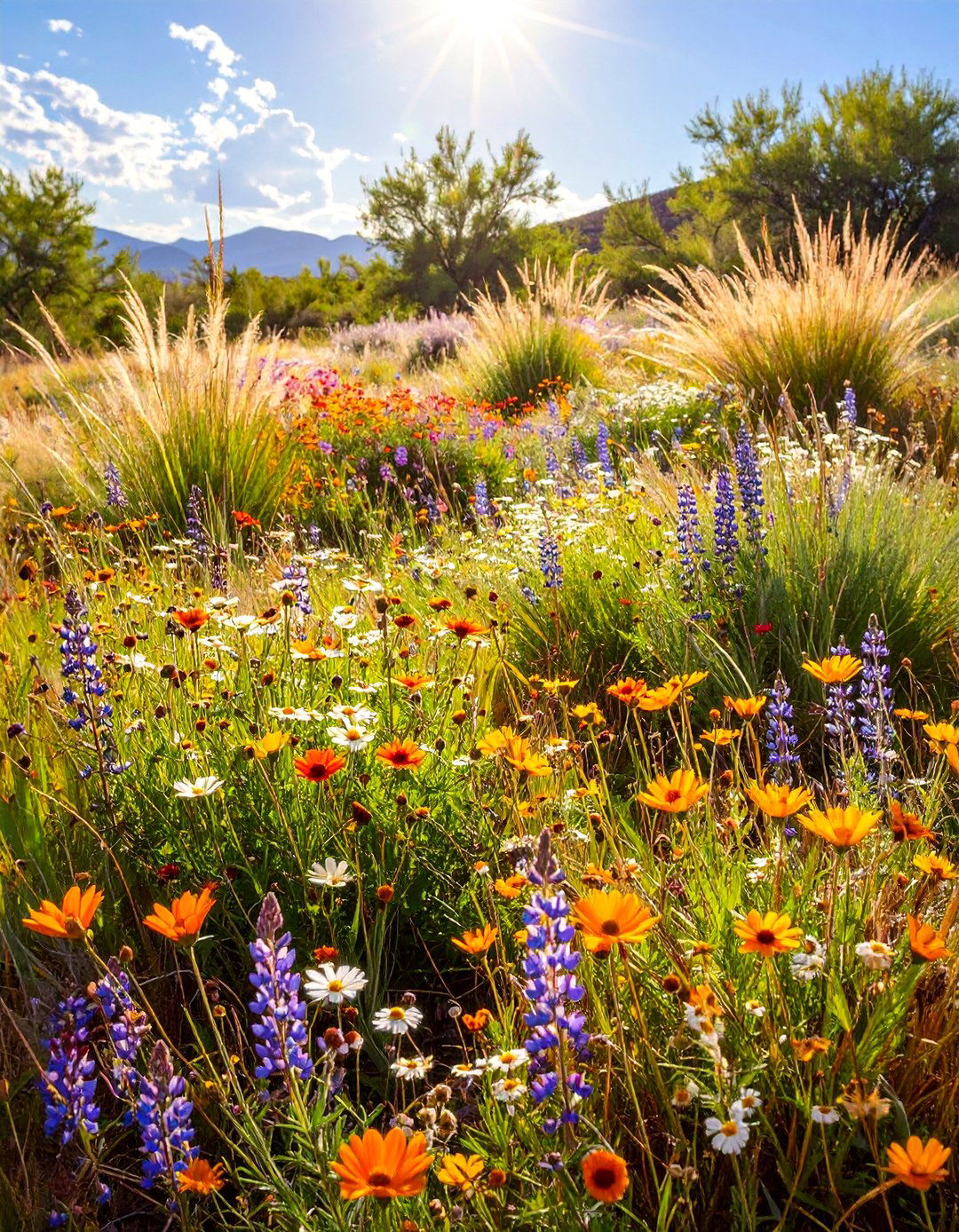 The Wildflower and Native Grass Meadow - 30 arizona backyard ideas on a budget