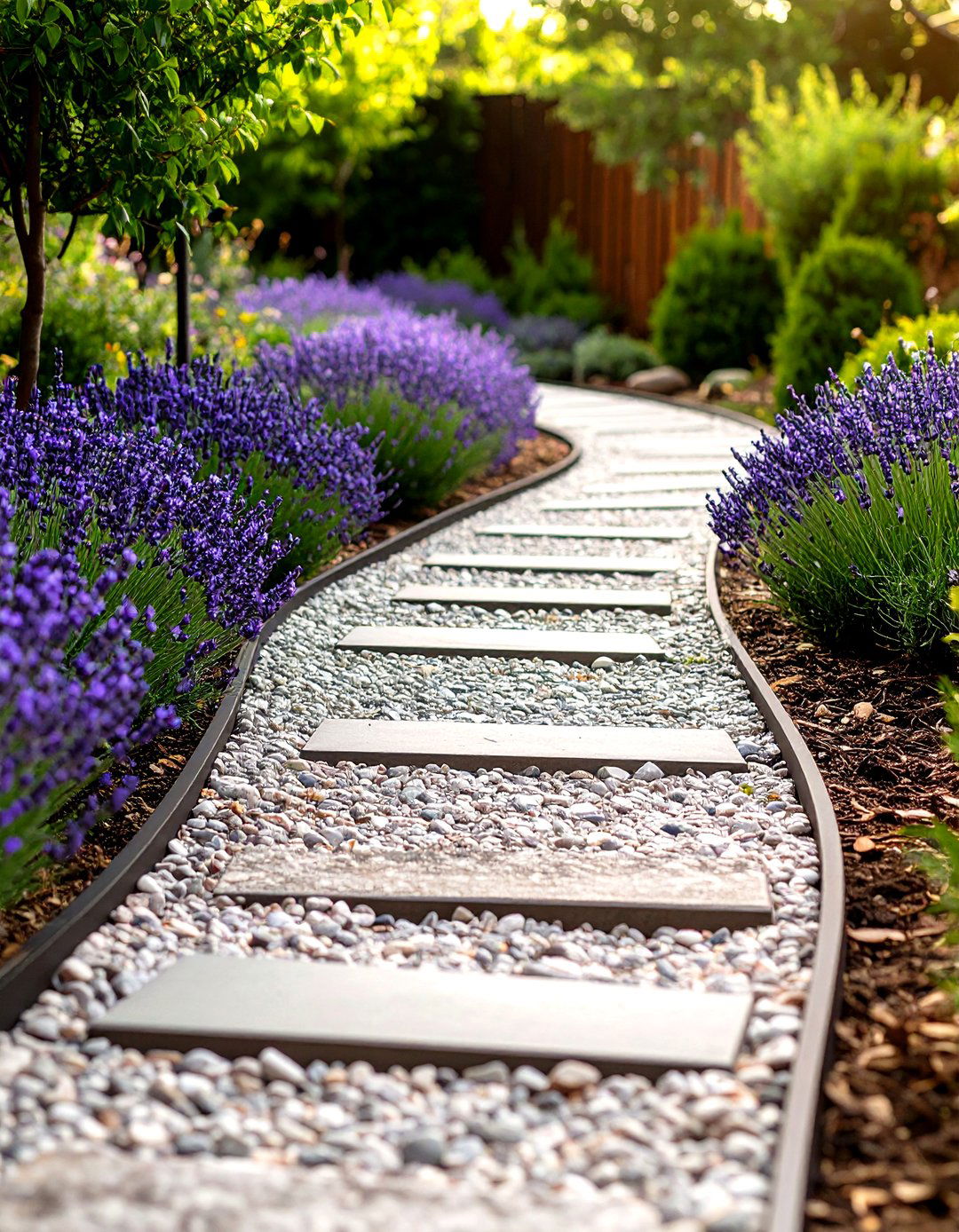 The Winding Gravel Pathway - 30 down sloped backyard ideas