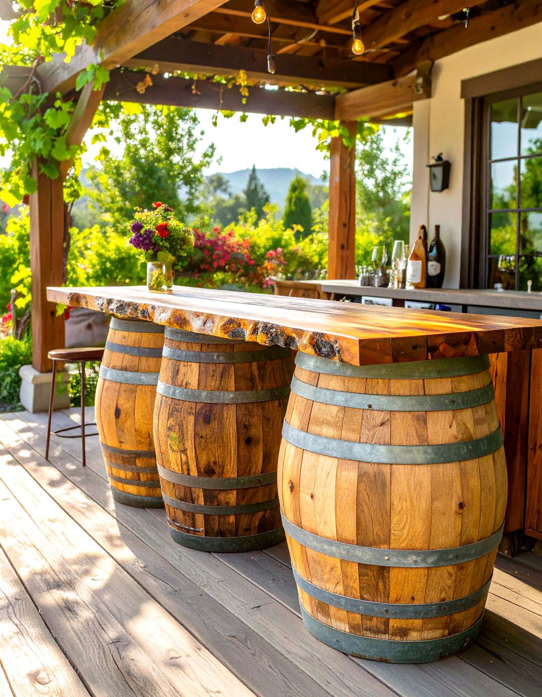 The Wine Barrel Deck Bar - 30 deck bar ideas