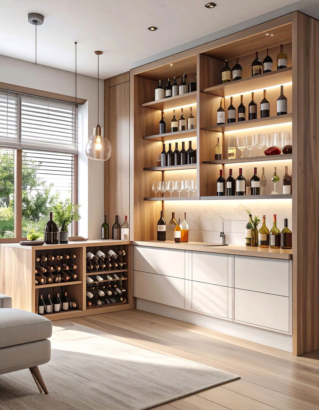The Wine and Beverage Corner - 30 blind corner kitchen cabinet ideas