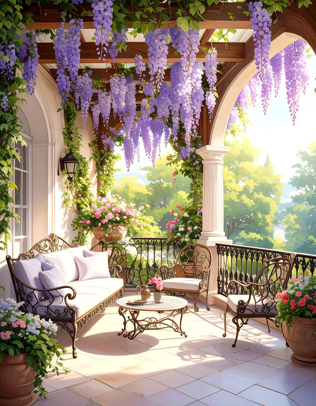 The Wisteria Draped Veranda - 30 art nouveau interior design ideas