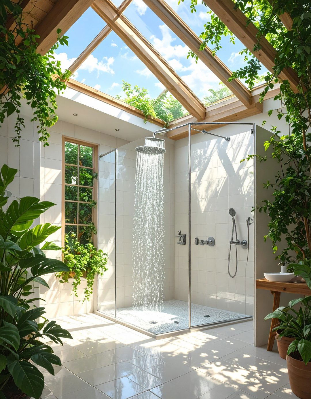 The Wood Look Porcelain Tile Shower - 30 modern small bathroom walk in shower ideas