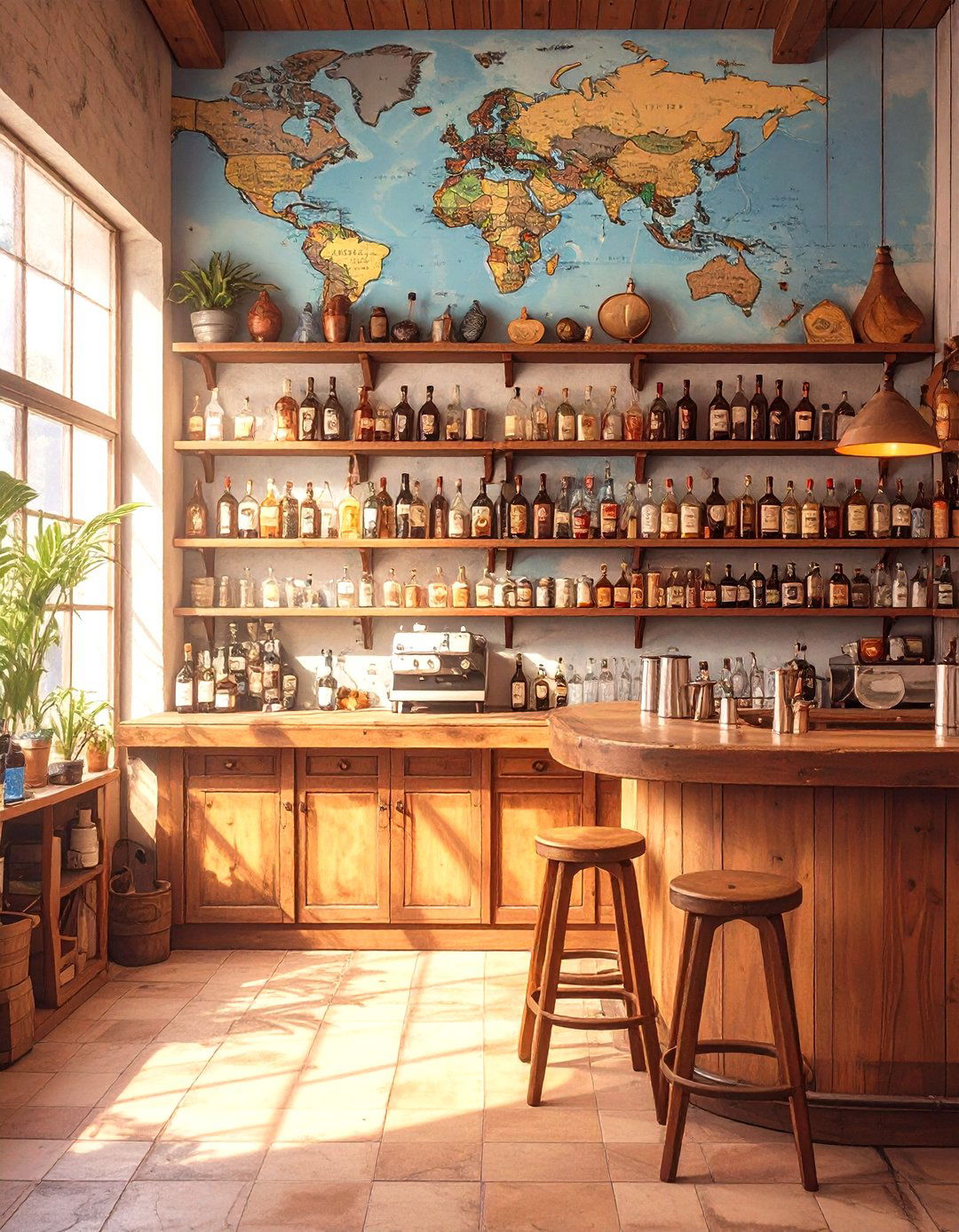 The World Travelers Bar - 30 man cave bar ideas