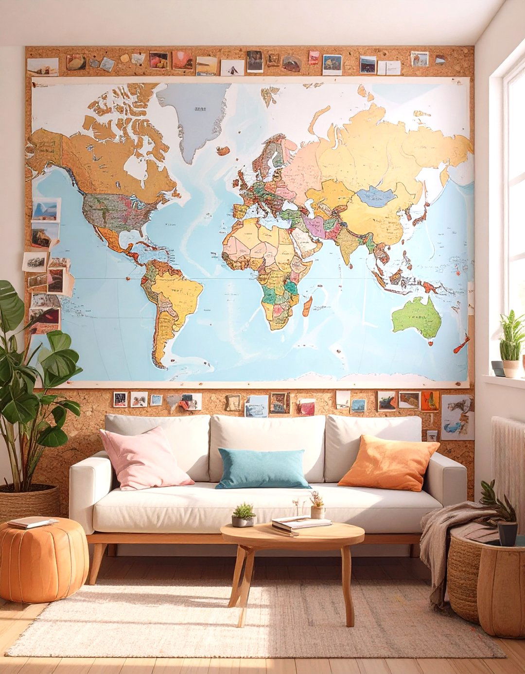 The World Travelers Corkboard Map Wall - 30 man cave wall ideas